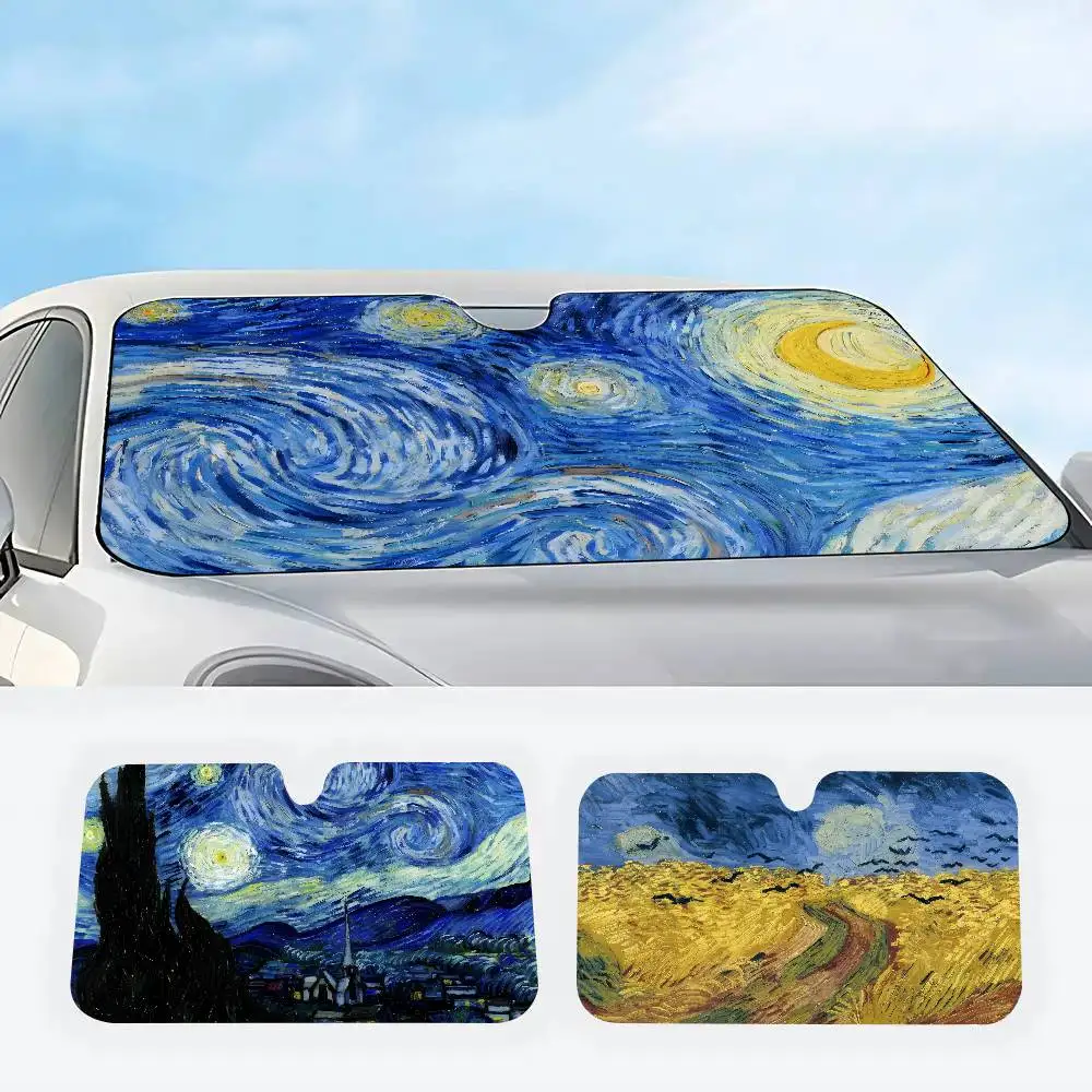 

Солнцезащитный козырек для автомобиля с рисунком «Звездная ночь» Ван Гога, накидка на лобовое стекло, защита от солнца для автомобиля