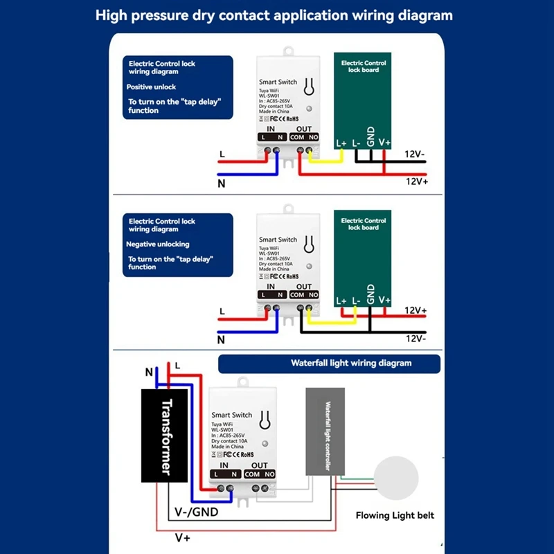 Tuya Smart Wifi Dry Contact Switch Module 10A Home Universal DIY Breaker Relay Work With Smart Life Alexa-B12B