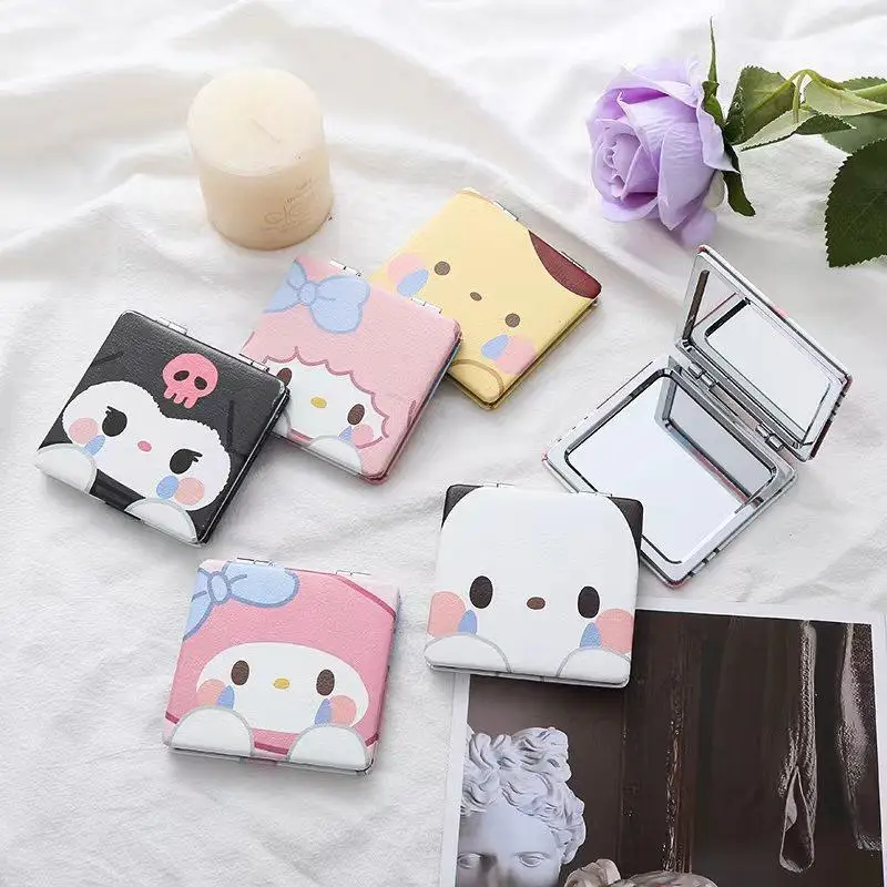 Miniso Kuromi Hello Kitty Anime Cartoon Take It with You Double-Sided Mirror The New My Melody Folding Mirror Cosmetic Mirror