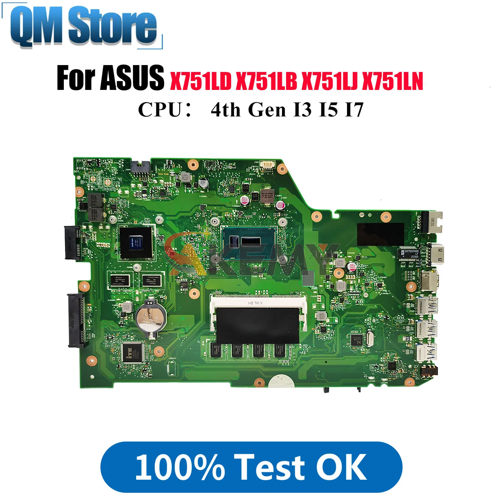 

X751LD Материнская плата для ноутбука ASUS X751L F751L X751LJ X751LKB X751LK X751LDV X751LB K751L A751L X751LN Материнская плата с процессором I3 I5 I7