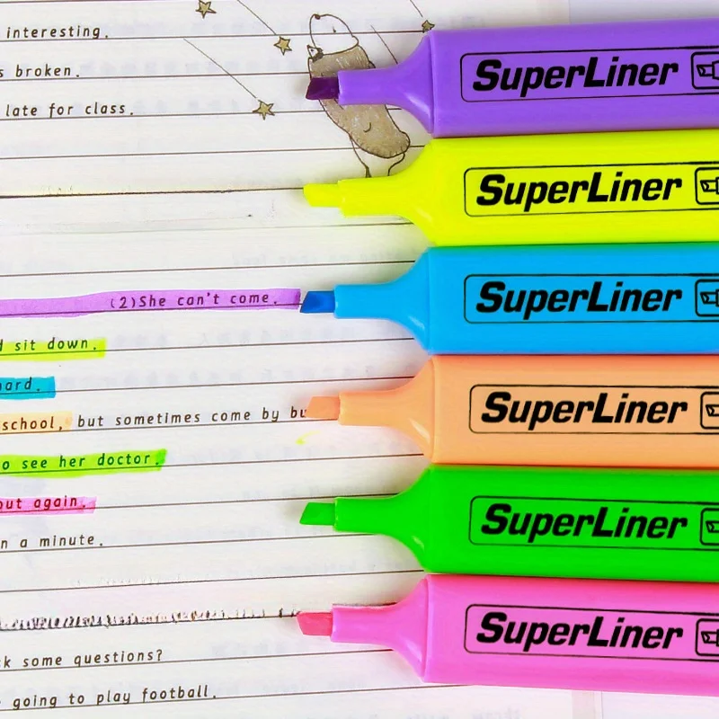 4/6pcs Color Highlighter with Pen Clip - No Battery, Odorless, 10 Uses, Perfect for Offices and Schools