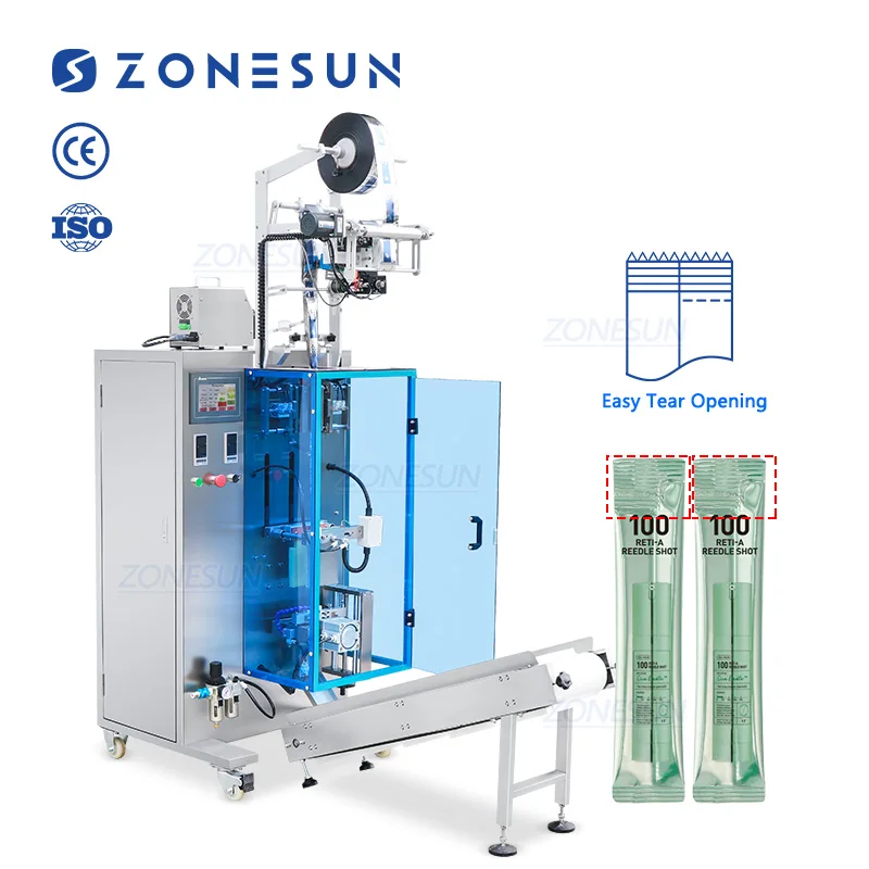 ZONESU ZS-FS240P bomba peristáltica automática forma Vertical fácil apertura de desgarro bolsita bebidas energéticas máquina de llenado y sellado de líquidos