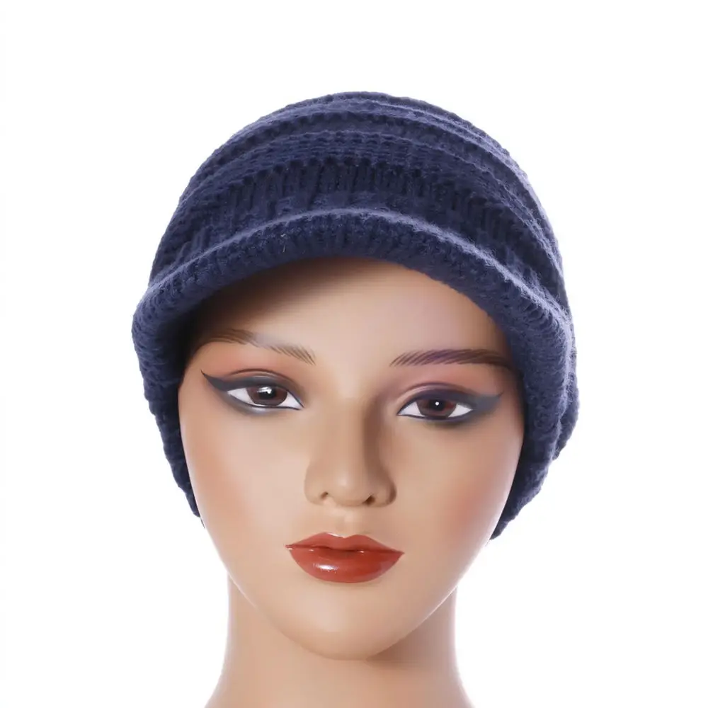 Knit Baseball Hat Women Ponytail Opening Winter Warm Cap Soft Outdoor Sports Simple Fashion Breathable Casual Acrylic Headwear