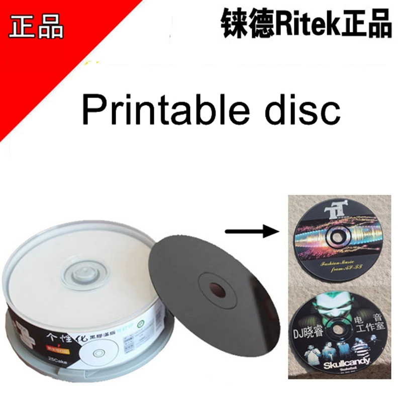 Imagem -03 - Box Ritek Imprimível Cd-r Disco em Branco Disco Compacto Gravável 700mb 80min 52x Cd-r Disco de Vinil Disco Preto Disco de Mídia 25 Pcs