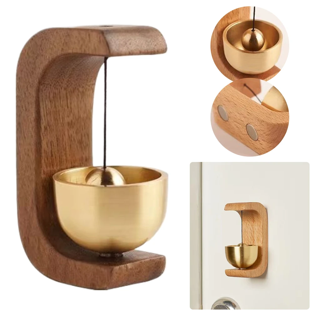 Timbre magnético de madera para puerta, campanilla colgante de viento, decoración para el hogar