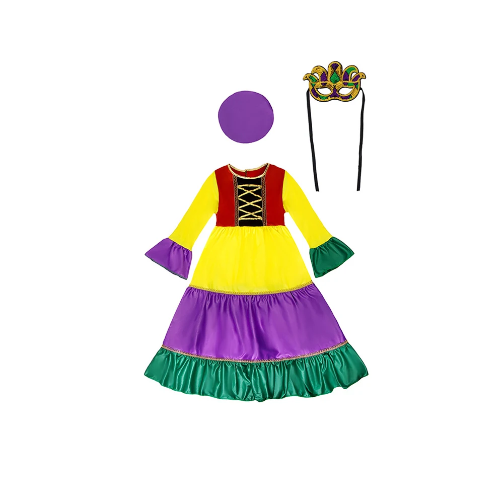 Dziecięce dziewczęce tęczowe spódnice sukienka przebranie na karnawał spódnica maska występ na scenie stroje urodziny dzieci Halloween karnawałowe garnitury