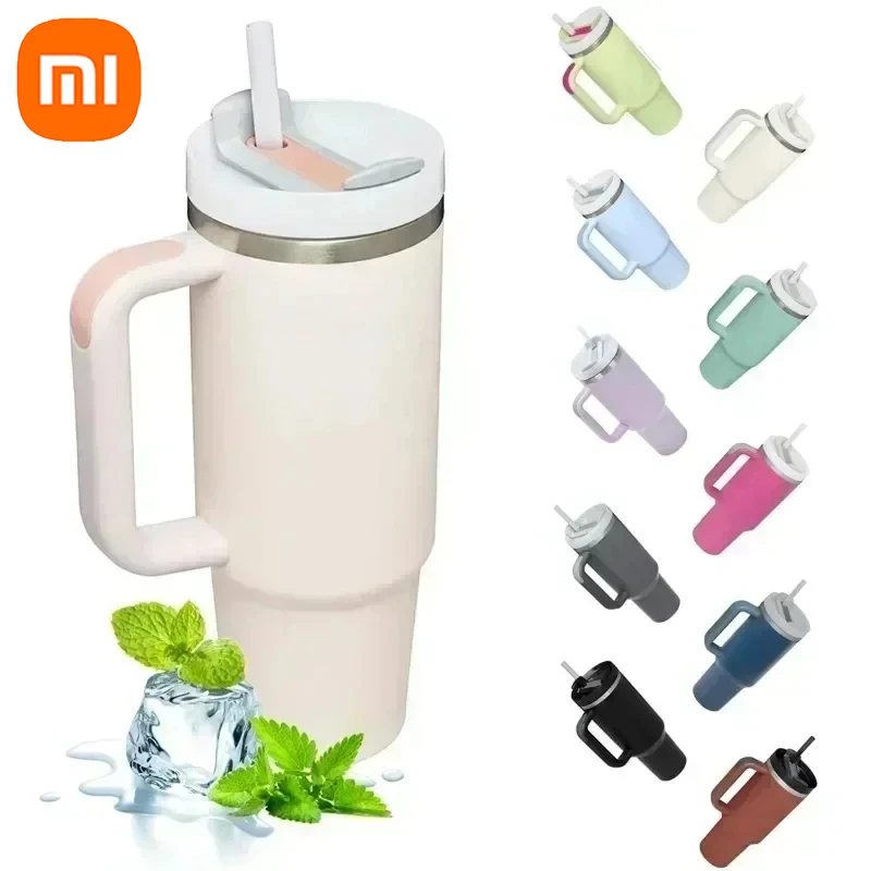 Xiaomi 304 Stainless Steel Insulated Water Bottle 5 Colors Cold Hot Keep Warm Coffee Cup 1200ml Vacuum Handle Straw Mugs Sport