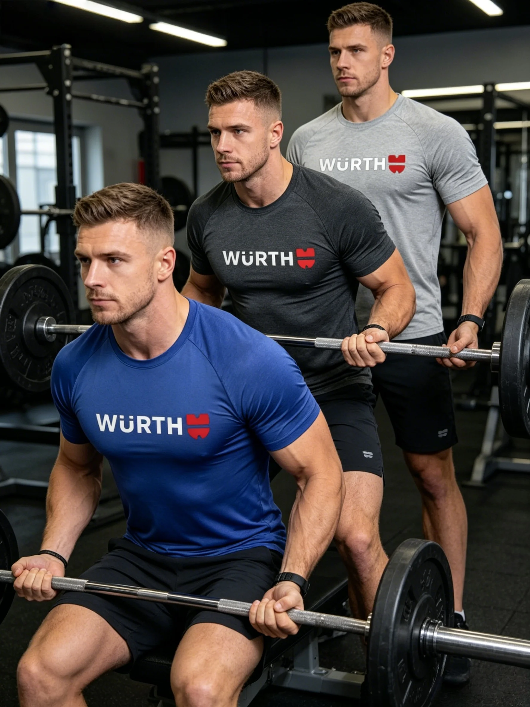 3pcs Men's printed quick-drying T-shirt, smooth and loose with high elasticity, running T-shirt without pilling, short sleeve