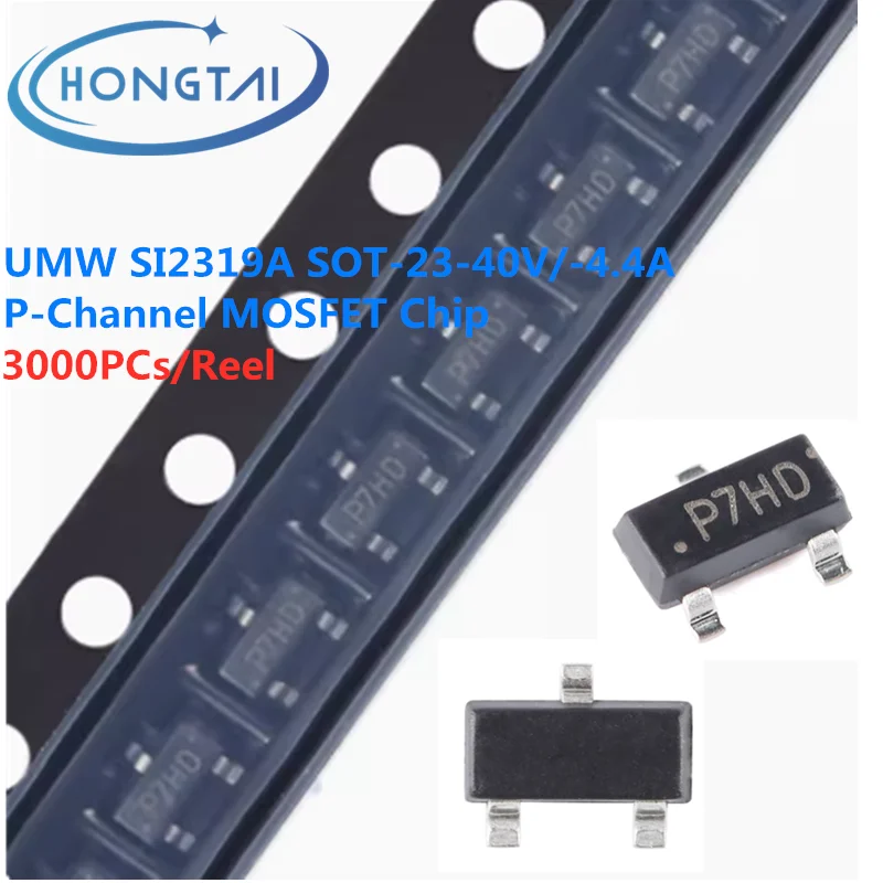 

3000PCs/Reel Free Shipping UMW SI2319A SOT-23-40V/-4.4A P-Channel MOSFET Chip Original New