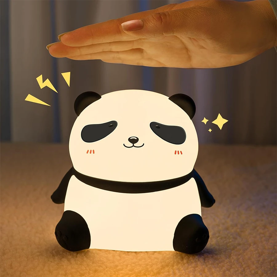 

Силиконовый USB-ночник Panda - лампа с сенсорным управлением и подставкой для телефона для спальни, детской комнаты и подарок для детского сада