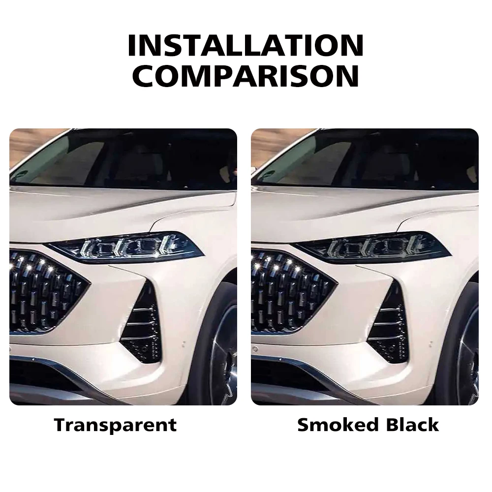 TPU Car Headlight Protective Film For WEY Coffee 01 2023-2026 Smoke Black High-Gloss Pre-Cut Anti-Scratch Vinyl Wrap Cover Kit