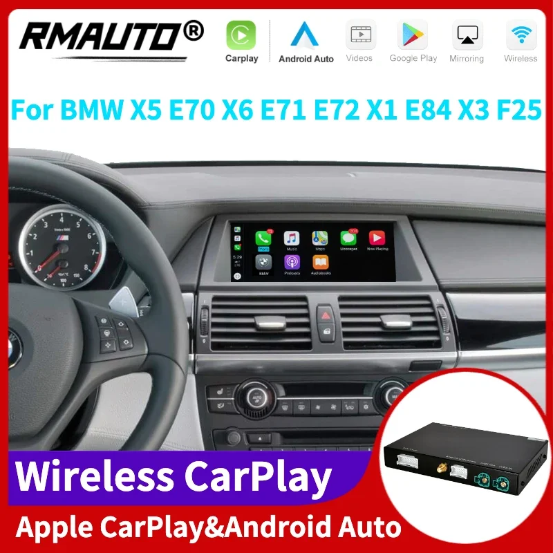 

RMAUTO беспроводная Apple CarPlay CIC система для BMW X5 E70 X6 E71 E72 X1 E84 X3 F25 Android Авто зеркальная ссылка камера заднего вида AirPlay