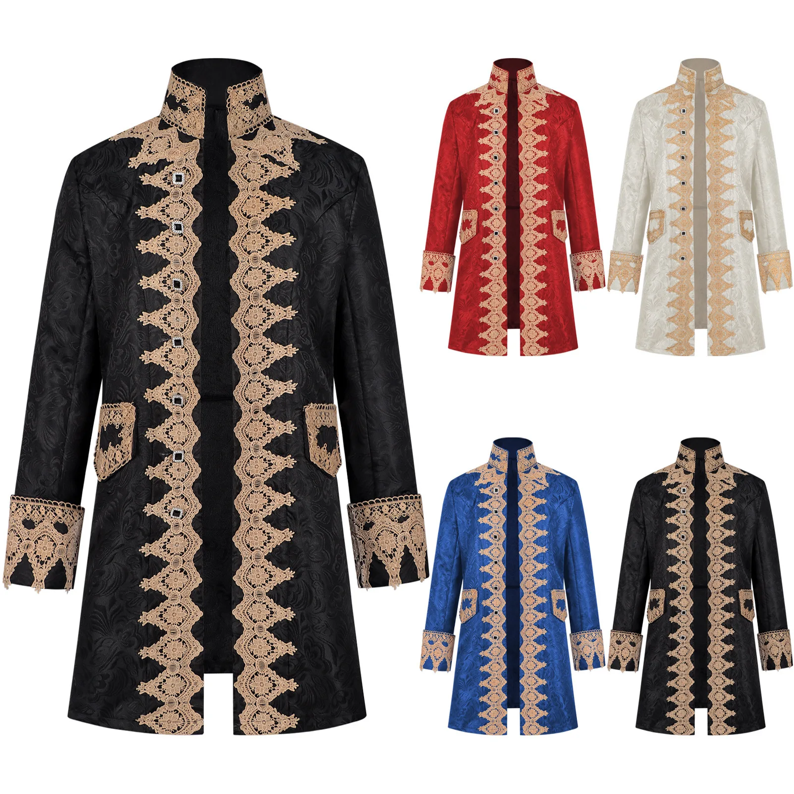 

Мужская униформа в стиле ретро с длинными рукавами, костюмы, пальто средневековья, принц, панк, куртка в стиле стимпанк, стимпанк, ретро, Хэллоуин, косплей