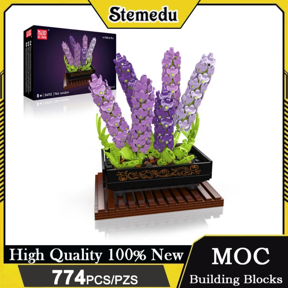 

Creativity Violet Flower 744PCS Building Blocks Home Decoration Desktop Ornament Bricks Toys for Children's Christmas Gift