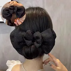 Fashion Women Hairpins Bow Hair Combs Mesh Hair Clip Claws Barrettes Hair Maker Bun Ponytail Hair Accessories Headwear Styling