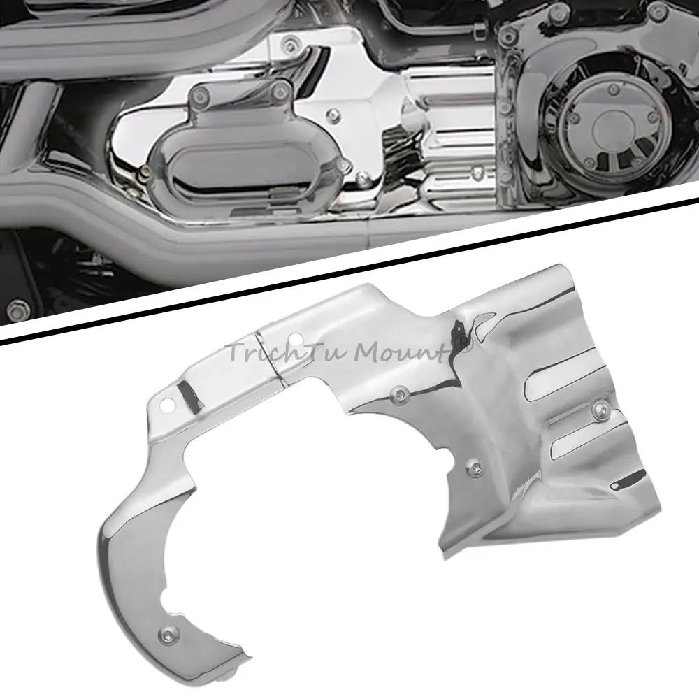 Motorcycle Engine Transmission Interface Trim Cover Iron Chrome Part For Harley Heritage Softail Classic FLSTC 2007-2017 Models