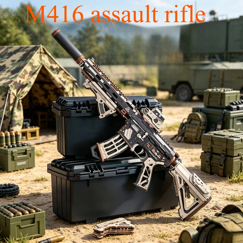 Wooden 3D Puzzle, Retro Assault Rifle Assembly Model, Art Craft Display, Vintage Collectible, Home Decor, Ideal Festival Gift