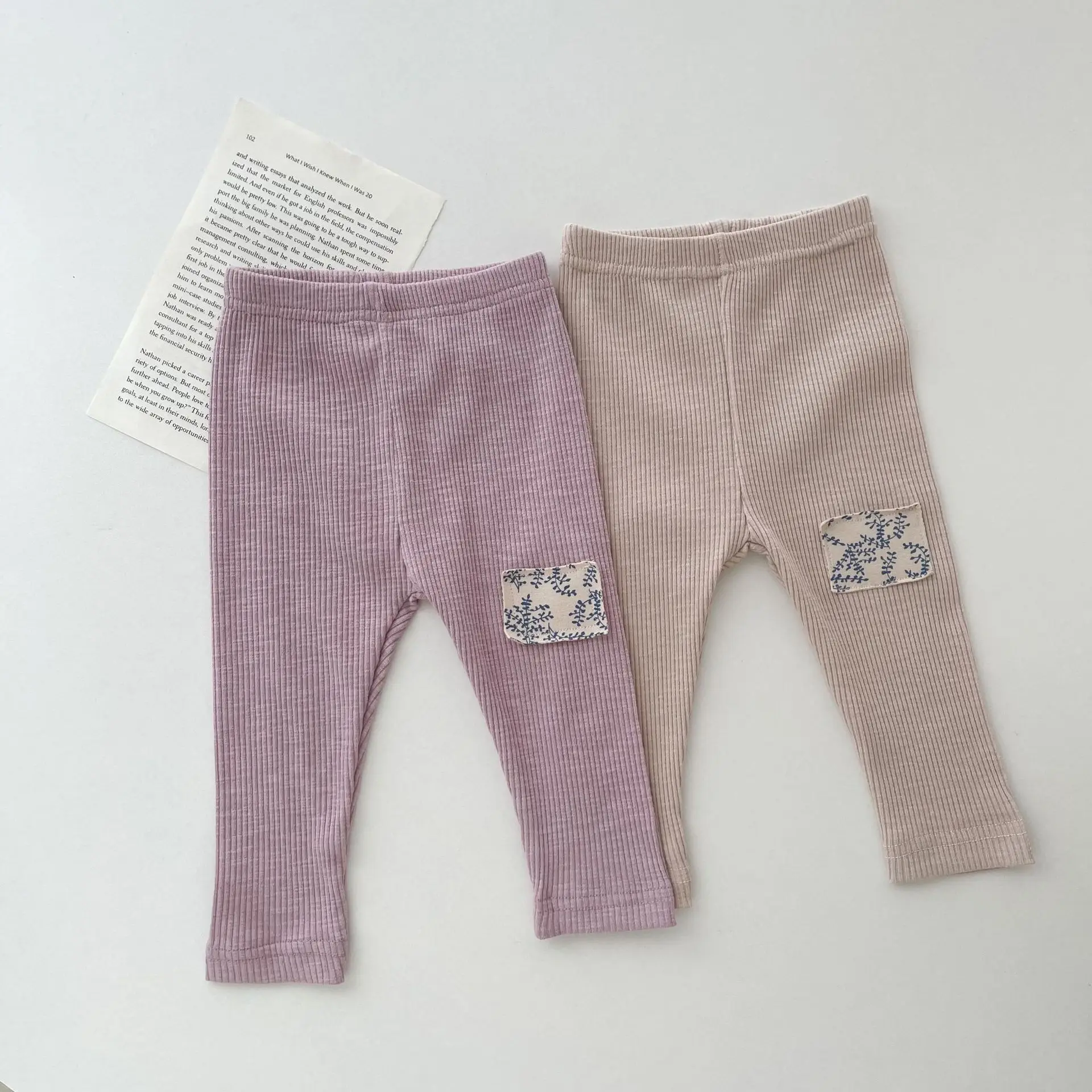 

Spring Autumn Newborn Baby Girls Leggings Soild Color Infant Ribbed Skinny Pants Soft Cotton Stretch Toddler Casual Trousers