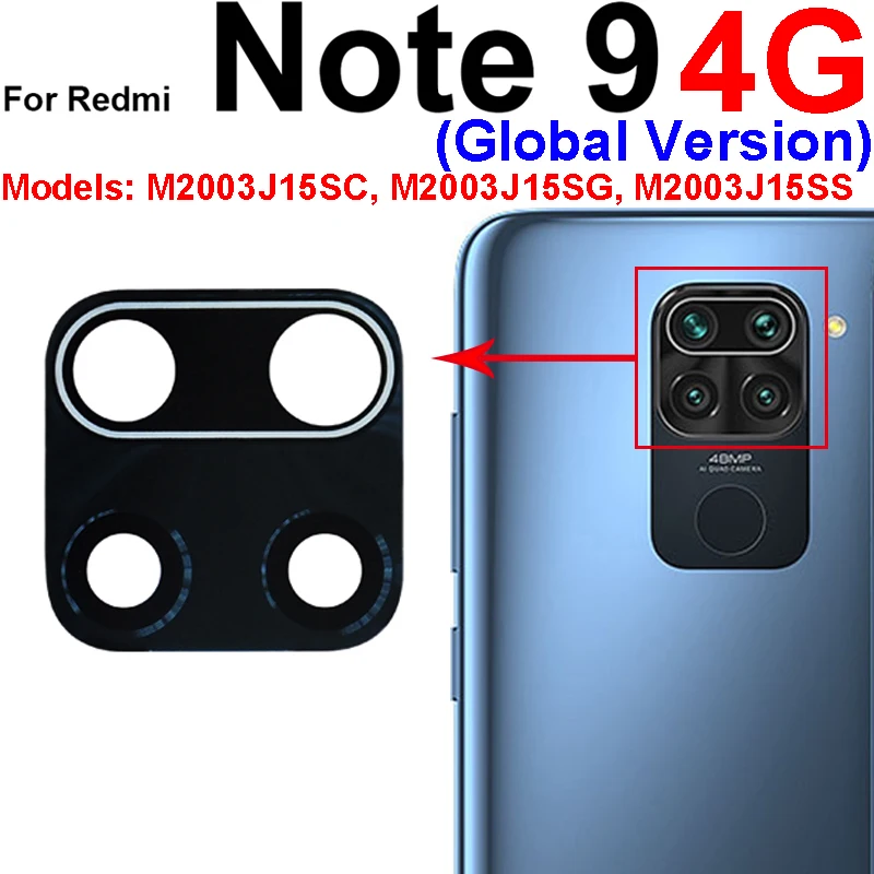 Rear Camera Glass Lens with Adhesive Sticker For Xiaomi Redmi Note 7 8 9 Pro Max 4G 5G Note 8T 9T 9S Main Back Camera Glass Lens