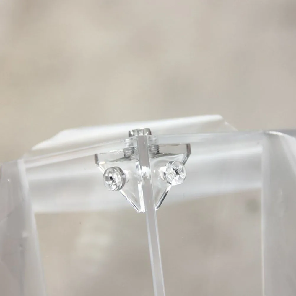 

12pcs Display Cabinet Connector Acrylic Triangle Bracket For Jewelry Box Corner Fastener Clear Case Link Cabinet Corner