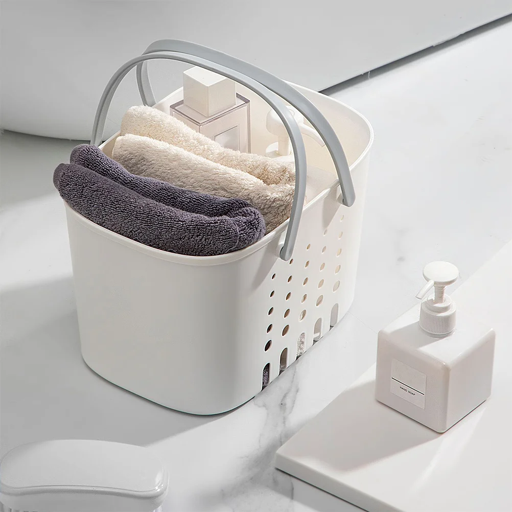 

Bath Basket Bathroom Shower Storage Plastic with Handle Cleaning Supply Box Tote for