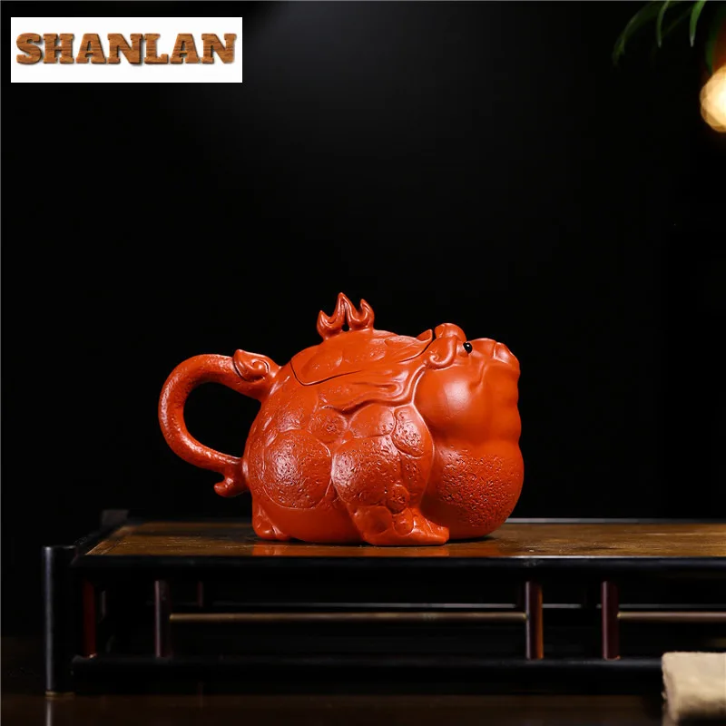 270ml Handmade Yixing Purple Clay Teapots Handmade Golden Toad Pot Raw Ore Zhu Mud Kettle Chinese Zisha Tea Set Drinkware Craft