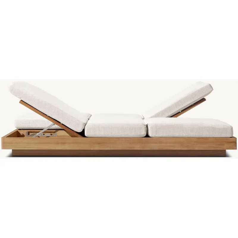 Muebles de exterior de estilo moderno, tumbona doble ajustable de teca, madera Sun