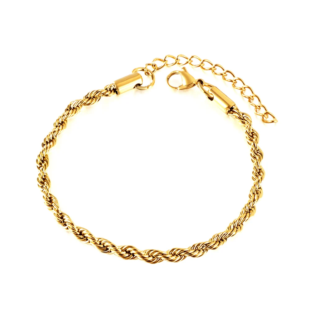 Simple Punk Stainless Steel Cuban Link Chain Bracelet Retro For Women Men's Gold Steel Color Bracelet Jewelry Basic Accessories