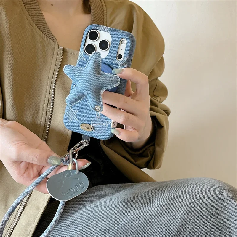 

Korean Ins Y2k Cute Star Phone Case For IPhone 17 Pro 15 14 13 Pro Max Cover Fashion Cowboy Protective Cases 16pro 15max Funda