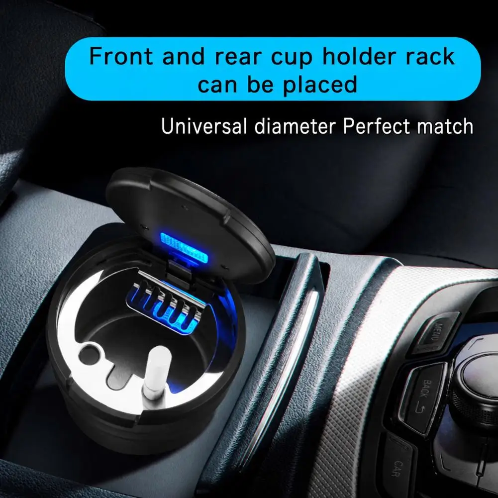 Automatic Up Cover With LED Light Car Ashtray With Dual Smoke Extinguishing Holes Ashtray Automotive Supplies