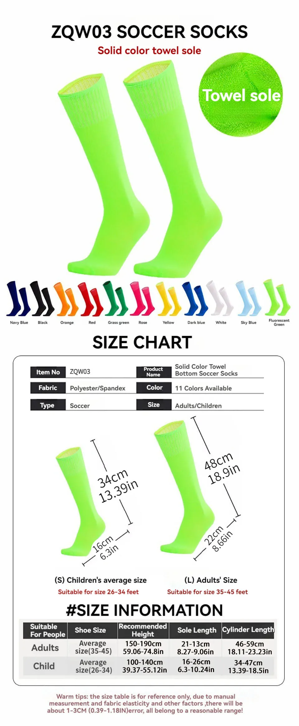 Loogdeel Fußball-Sportsocken, lange Kniestrümpfe aus Baumwolle, einfarbig, für Kinder und Erwachsene, Fußball- und Baseball-Knöchelsocken – Detail 4