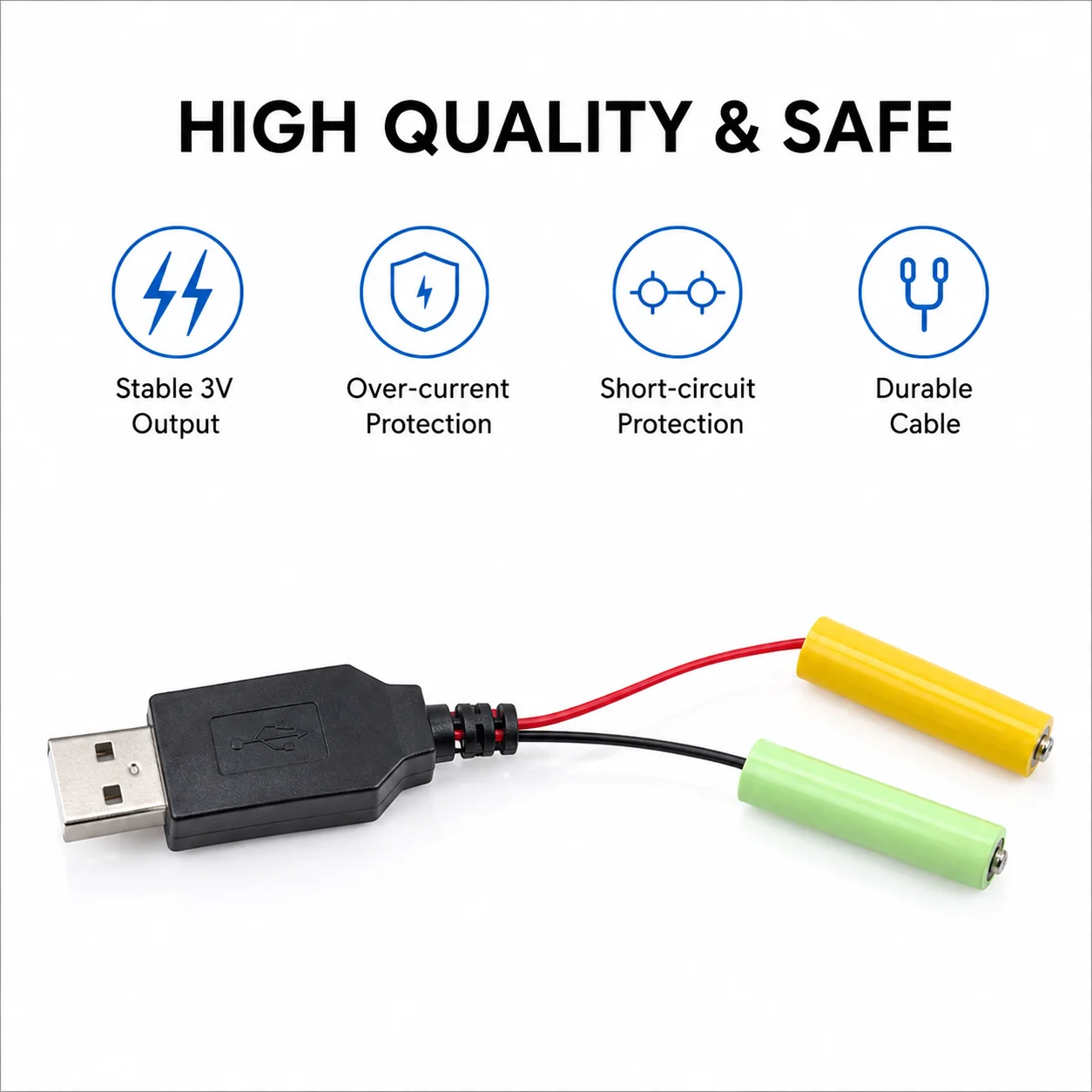 USB 5V to 3V Dummy Battery Power Cable AA AAA Battery Eliminator Adapter Replacement Power Supply Cord 1M 2M view 6