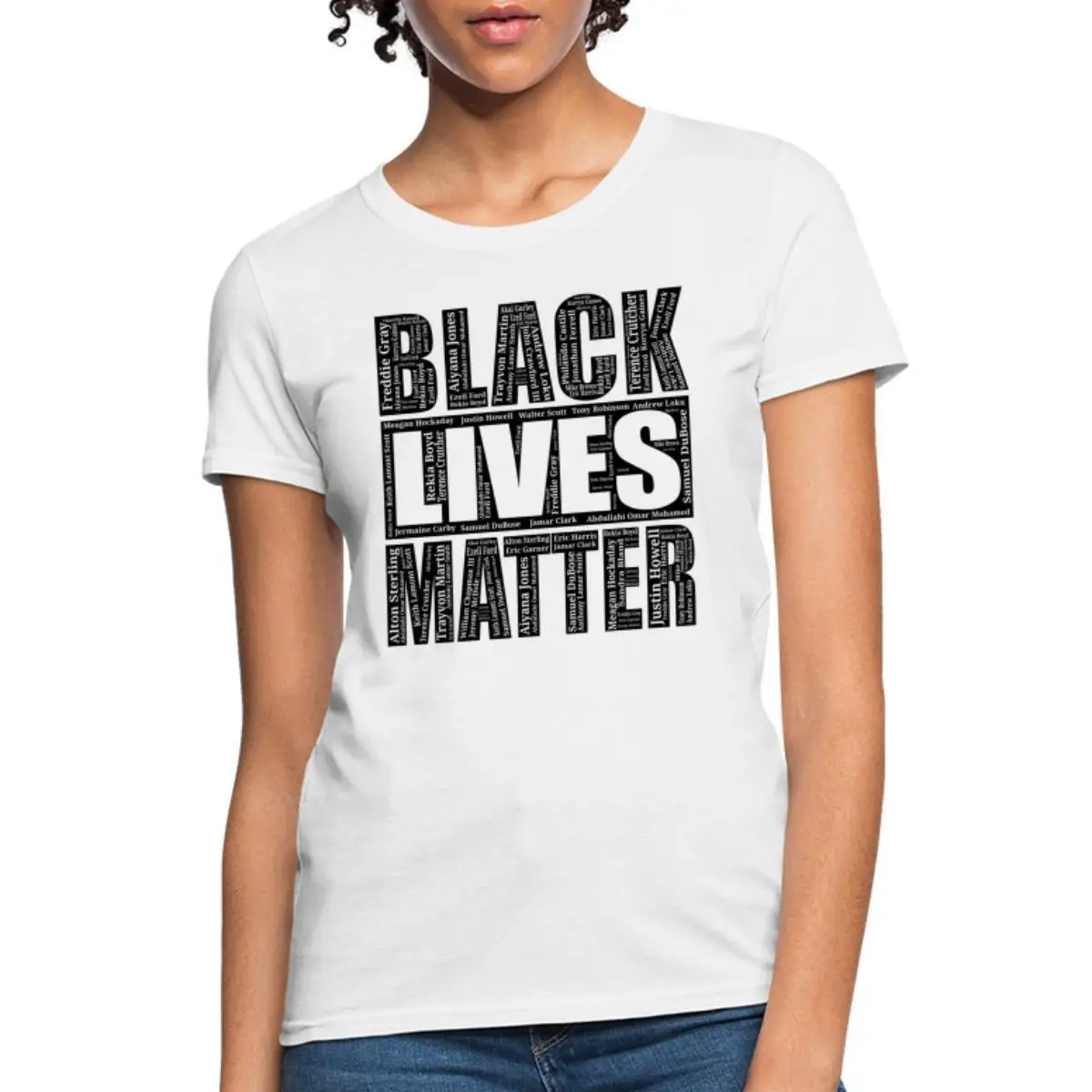 

Женская футболка Black Lives Matter Names of Victims BLM