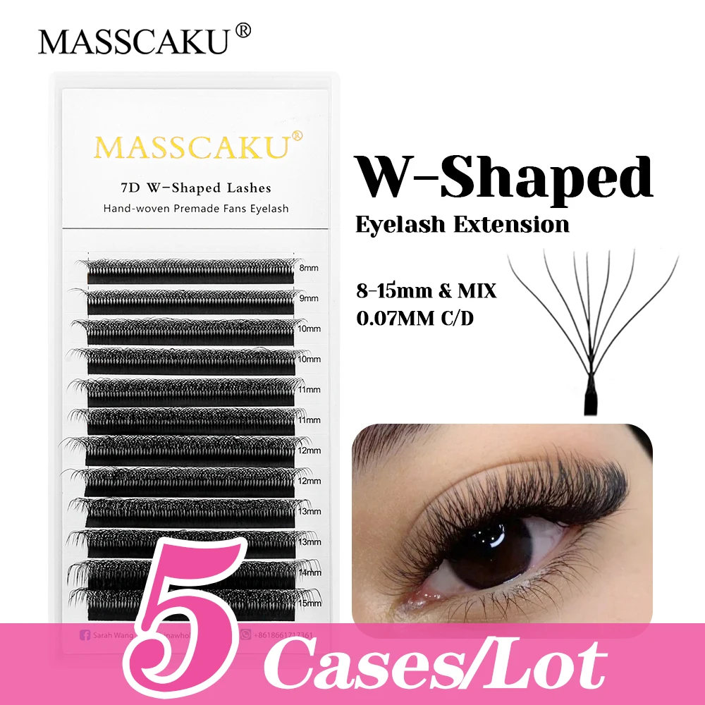 

Wholesale 5cases/lot MASSCAKU Multi-texture 3D-10D W Clover Eyelash 8-15mm and Mix Size False Silk Premade Volume Fan Lash Trays