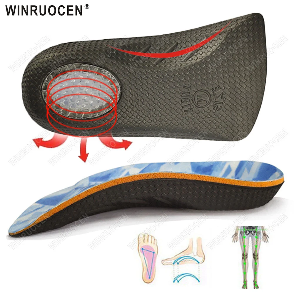 

WINRUOCEN 2/4 шт. полувставки из ЭВА для коррекции свода стопы, при плоскостопии, Х-образных и О-образных ногах, для лечения подошвенного фасциита, нескользящие, амортизирующие