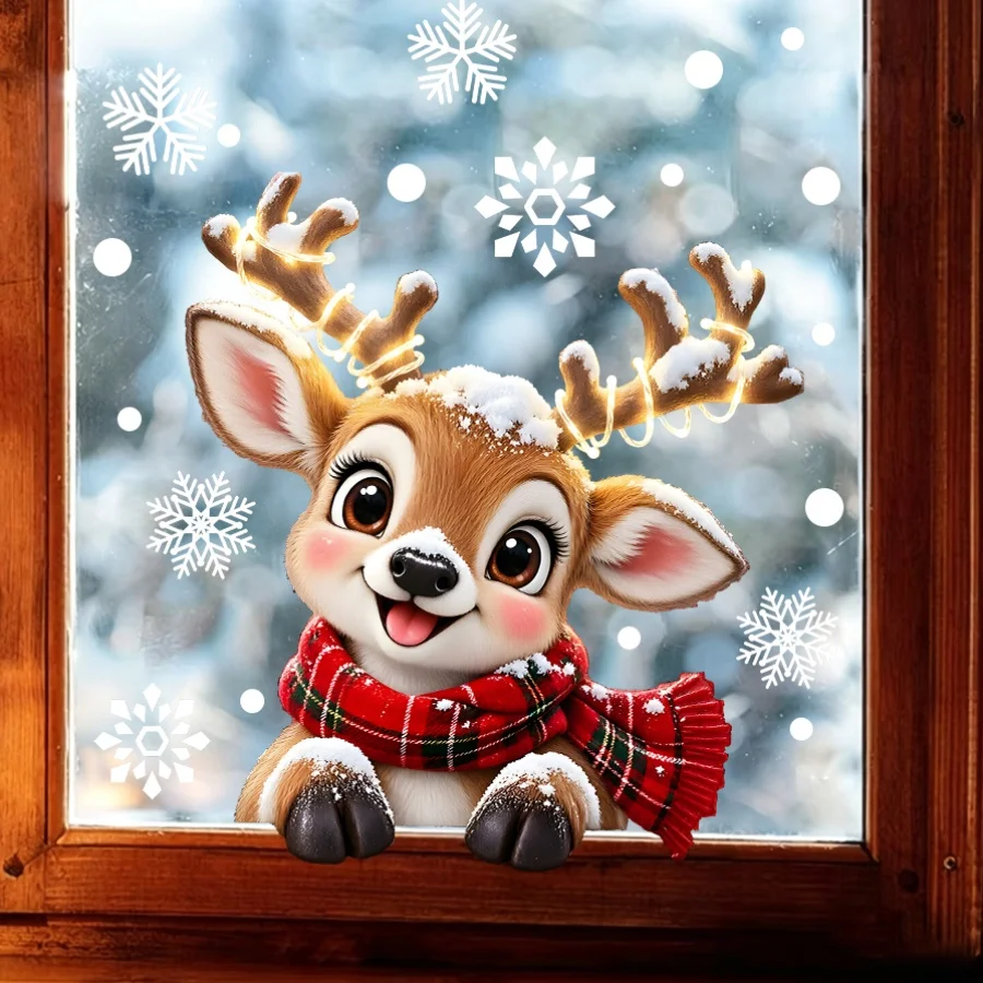 1pc Christmas elk Sticker,suitable for cabinet,glass doors,windows,wall decor,holiday decoration,freely DIY combination