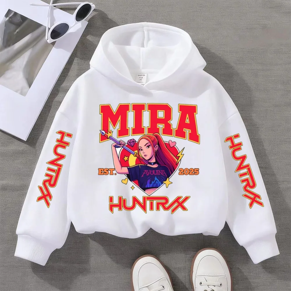 

2025 фильм KPop охотники на демонов, толстовки с героями мультфильмов для девочек и мальчиков, детские модные повседневные топы с корейским волнистым принтом, повседневная одежда для девочек