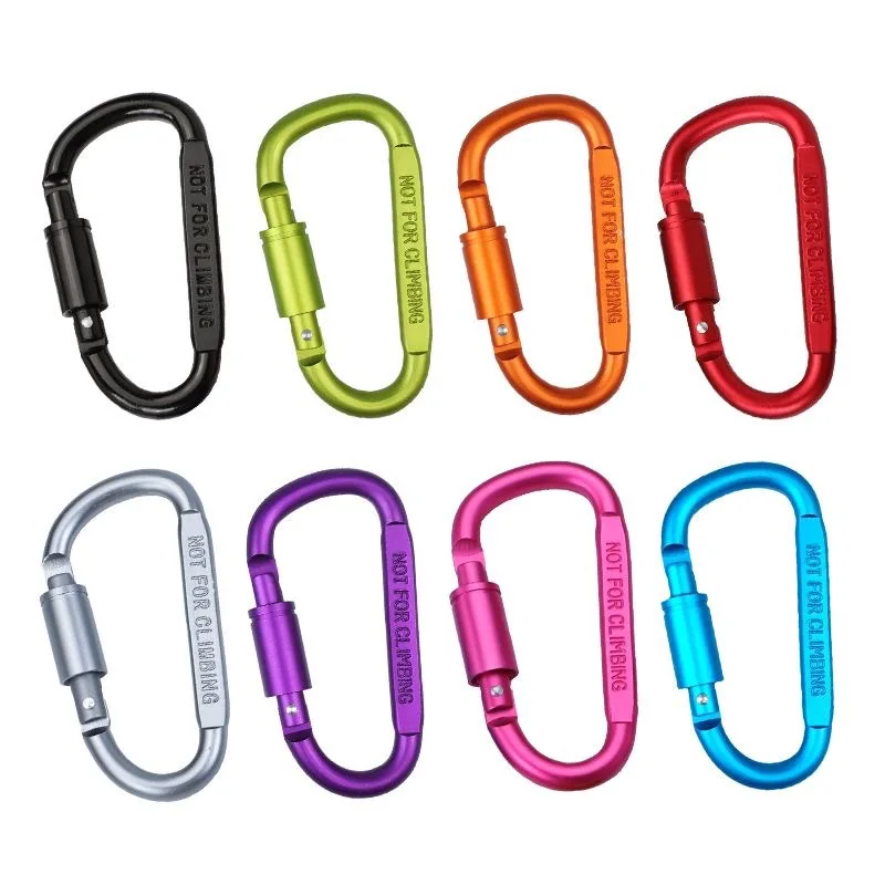 Aluminum D-Ring Locking Carabiner Pet Secure Carabiner for Camping Hiking Fishing Travel Dog Leashes Keychains Outdoor Gear