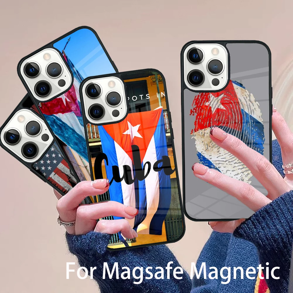 

Cuba Flag Phone Case Magesafe Magnetic Wireless Charge Cover For IPhone 16 11 12 13 14 15 Pro Max Plus Mini