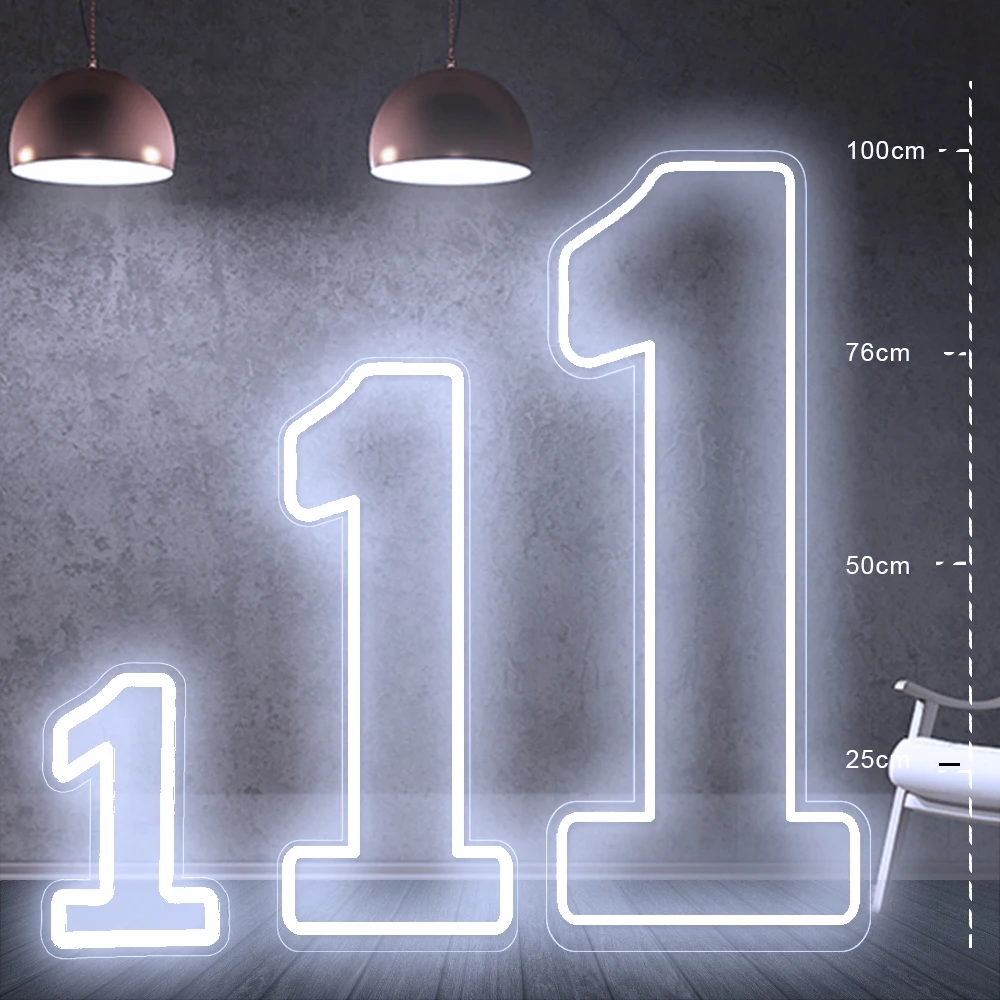 Insegna al neon numero 1 da 76 cm, luci numeri a LED di grandi dimensioni per decorazioni per feste di compleanno, stand up e montate a parete