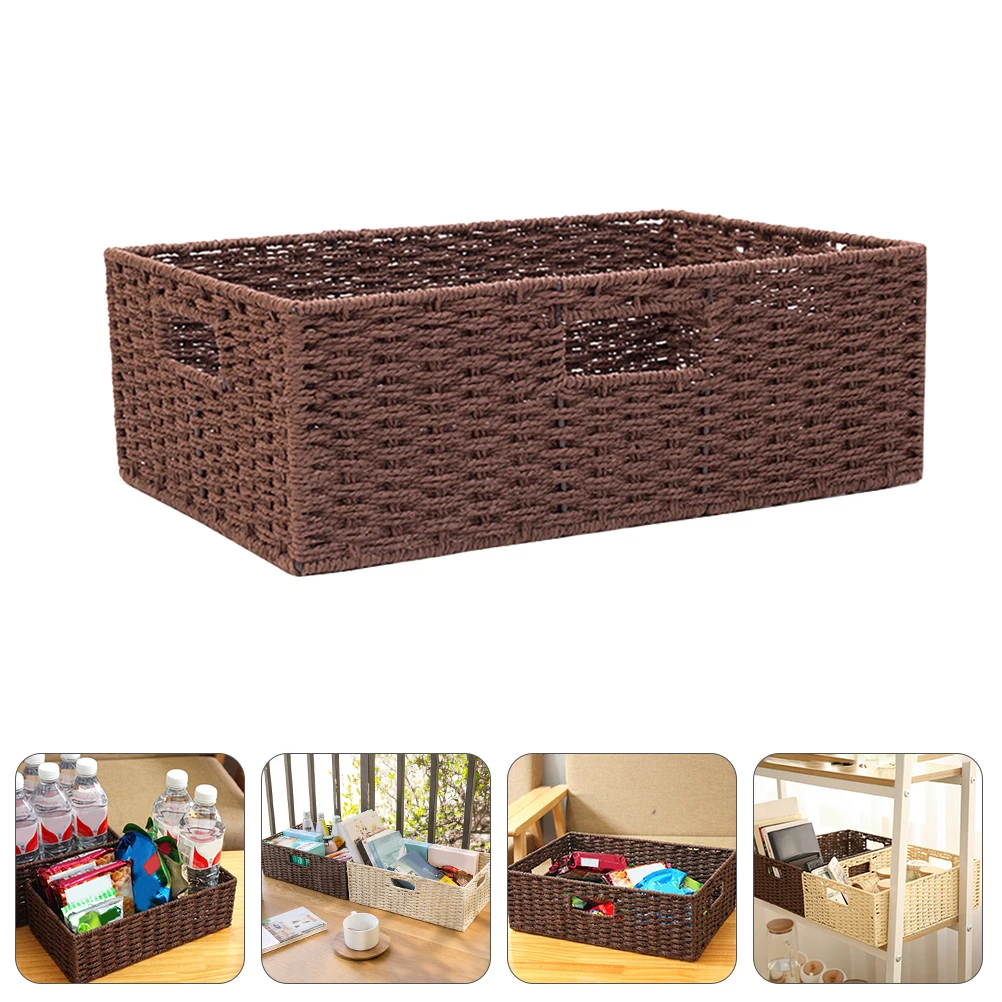 

Country Style Rattan Baskets Garden Weave Brown Handmade Fiber Woven Box Decorative Home Storage Container