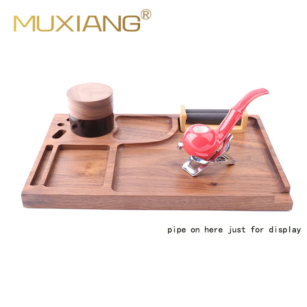 

MUXIANG Wood Tobacco Tray Heather pipe parts solid wood pallet tobacco tray pure handmade walnut placement tray 293mm*190mm