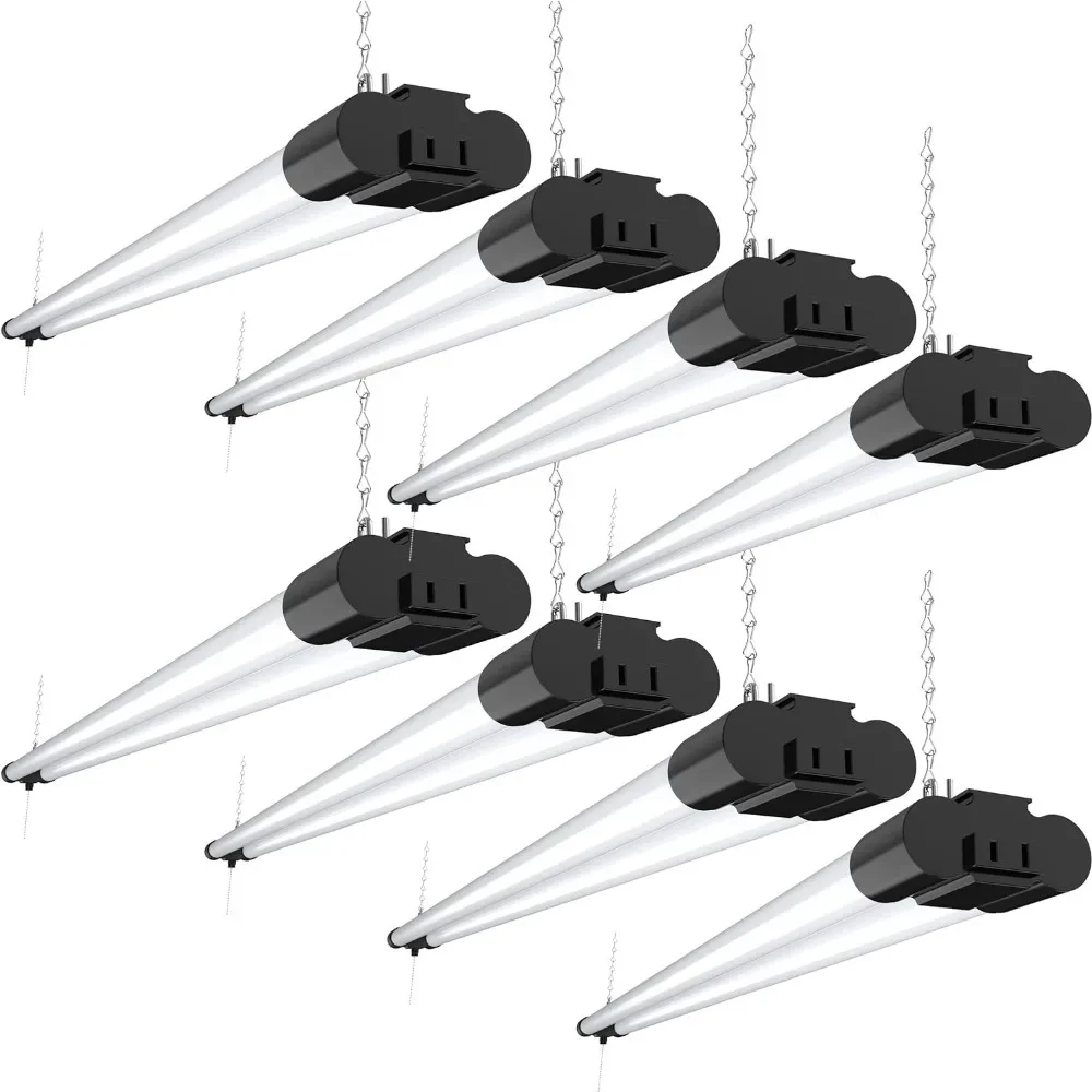 

Sunco Lighting 8 Pack LED Workshop Garage Black Shop Light 4FT, Plug in Linkable Utility Light Fixtures, 260W=40W