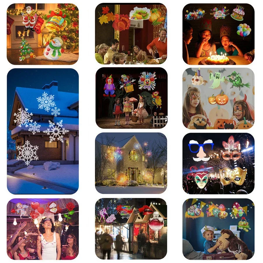 Halloween Christmas Projector Lights Outdoor 1W Brighter HD 16 Patterns Halloween Christmas Lights Projector Landscape Spotlight