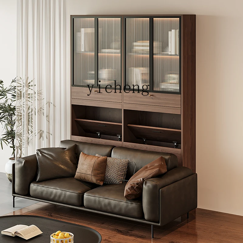 

XL sofa cabinet glass door living room solid wood bookcase against the wall integrated storage locker household