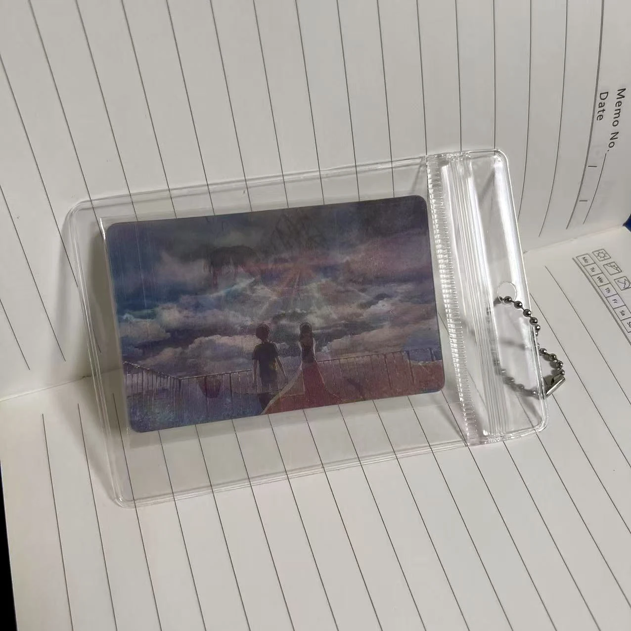 5in1 creative anime weather children's grating card with card holder and keychain, animated small card gift
