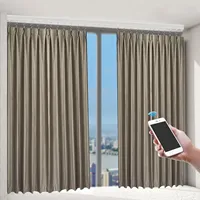 Electric Intelligent Curtain Rail, 2.16-4.2 m Curtain Rail w/Remote Control, App Control, Voice Control w/Timer, Memory Function