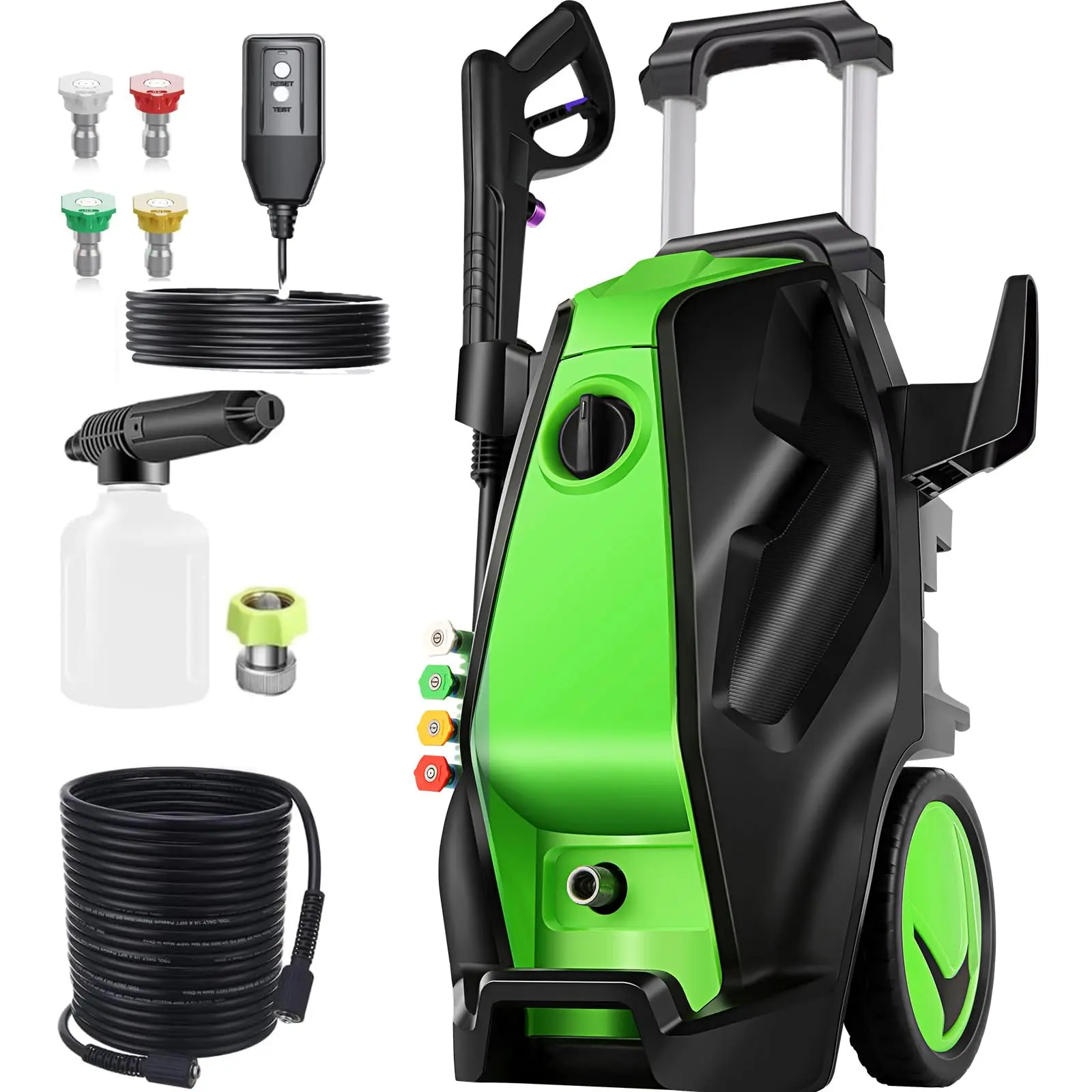 5000PSI 4.0GPM Heavy Duty Electric Pressure Washer with 33 FT Extension Hose, 4 QC Nozzles and 500ml Foam Cannon for