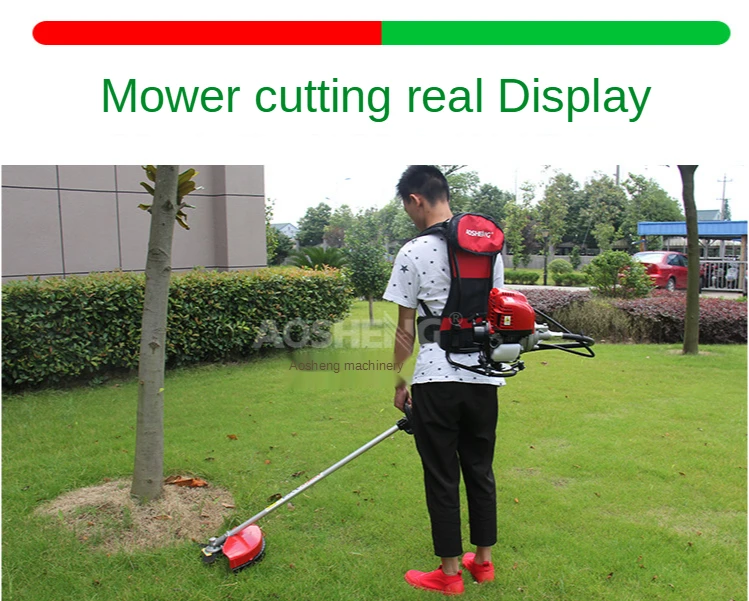 

Four-stroke lawn mower carrying a small household multifunctionallawn mower to open up wasteland and weeding harvester