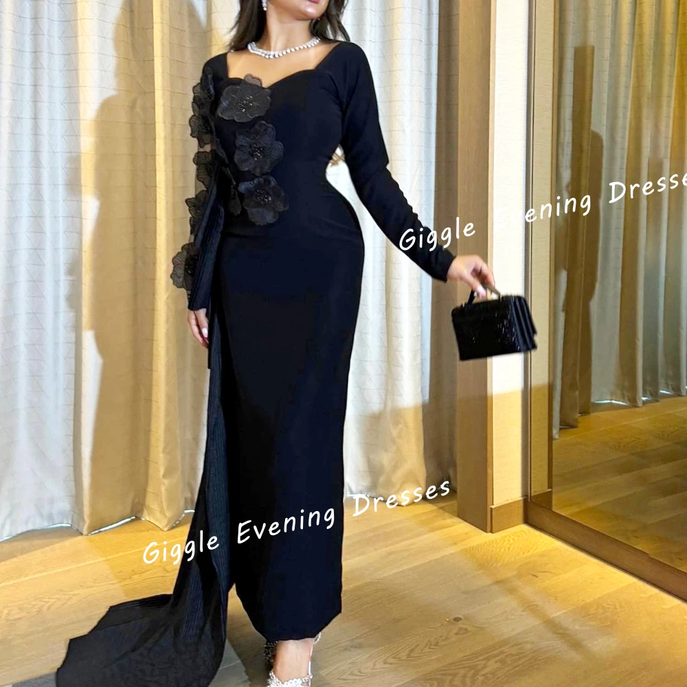 Giggle Satin Sweetheart Appliques Elegance Prom Gown Saudi Arab Close-Fitting Ankle-Length Evening Party Dresses for Women 2024